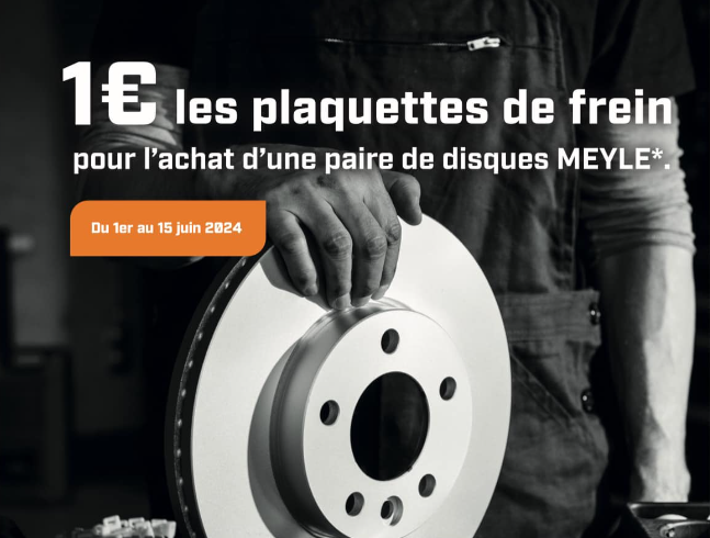 Offre exceptionnelle Plaquettes de frein à 1€ pour l'achat d'une paire de disques MEYLE